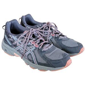 Asics Womens Gel Venture 6 T7G6N Gray Peach Running Shoes Lace Up Sneaker Sz 9